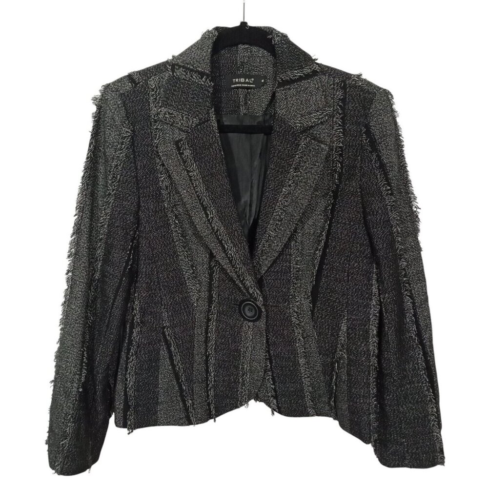 Tribal Jacket Womens 10 Old Money Blazer Single Button Classic Career Workwear